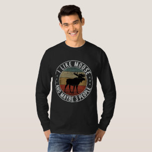 ich mag Elche und vielleicht 3 Leute Vintage-Gewei T-Shirt