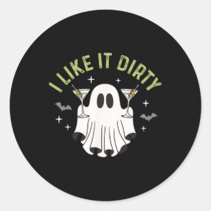 Ich mag es Dirty Halloween Dirty Martini Ghost Runder Aufkleber