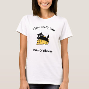 Ich mag es einfach nur, wenn Katzen und Käse schwa T-Shirt