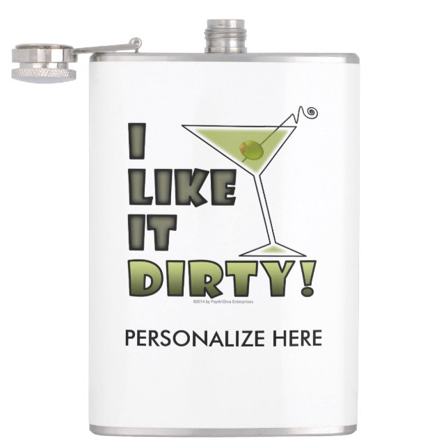 ICH MAG ES SCHWER! Dirty Martini Cocktail Spaß Flachmann (Geöffnet)