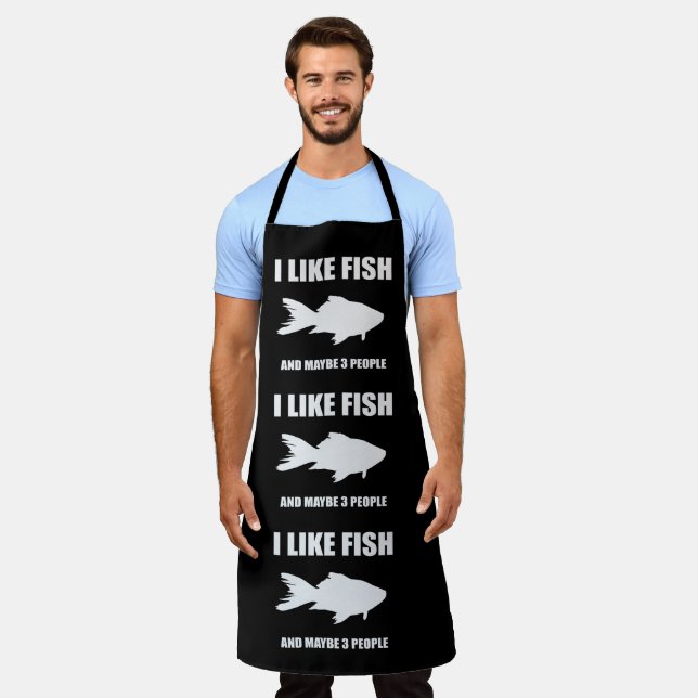Ich mag Fisch und vielleicht 3 Leute Shirt gibt Sc Schürze (Getragen)