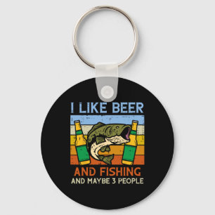 Ich mag Fischen und 3 Leute Retro-Fischer Angler Schlüsselanhänger