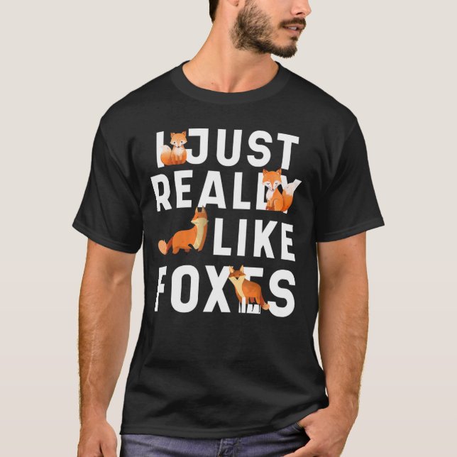 Ich mag Foxes niedliche Tierkunst T-Shirt (Vorderseite)