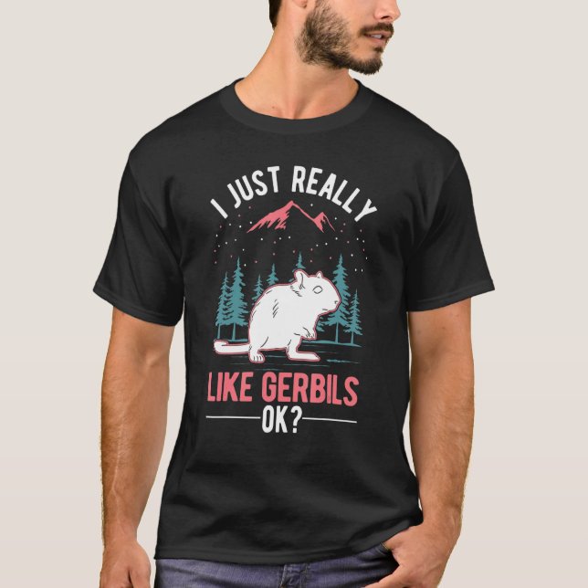 Ich mag Gerbils Racing Rat Gerbil T-Shirt (Vorderseite)