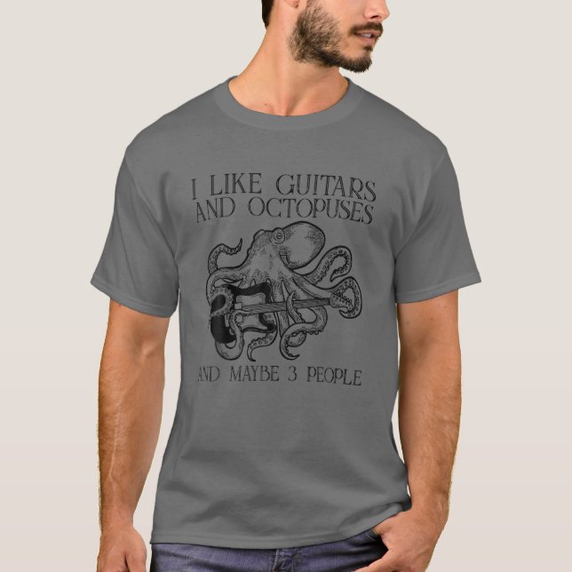 Ich mag Gitarren und Oktopoden und vielleicht 3 Le T-Shirt (Vorderseite)