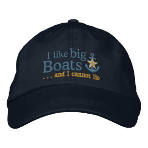 Ich mag große Boote Spaß Nautical Golden Star Anke Bestickte Kappe