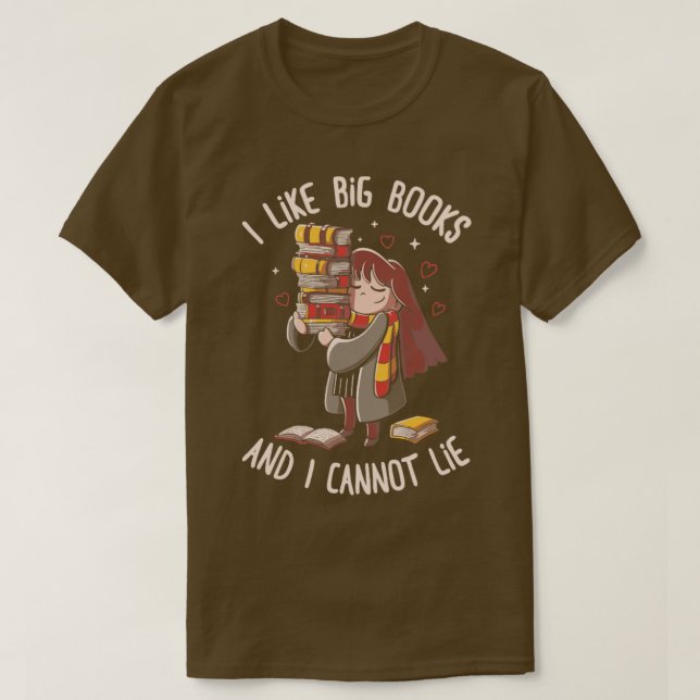 Ich mag große Bücher T-Shirt (Design vorne)