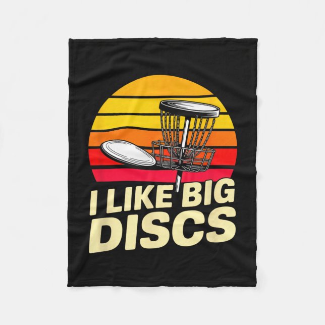 Ich mag große Discs Lustiger Retro-Disc-Golf-Spiel Fleecedecke (Vorderseite)