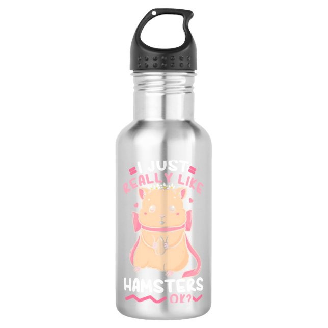Ich mag Hamster einfach. Edelstahlflasche (Vorderseite)