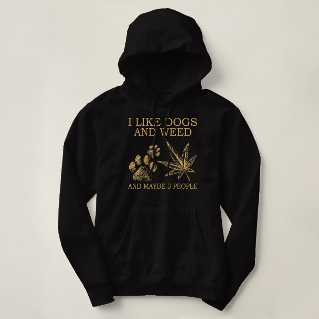 Ich mag Hunde und Jung und vielleicht 3 Leute Hoodie (Design vorne)