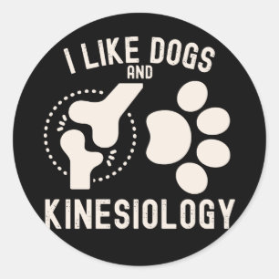 Ich mag Hunde und Kinesiologie Runder Aufkleber