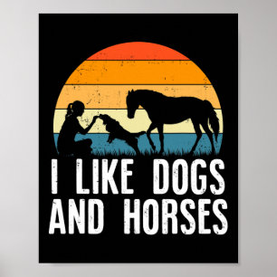 Ich mag Hunde und Pferde Reittochter Retro Vinta Poster