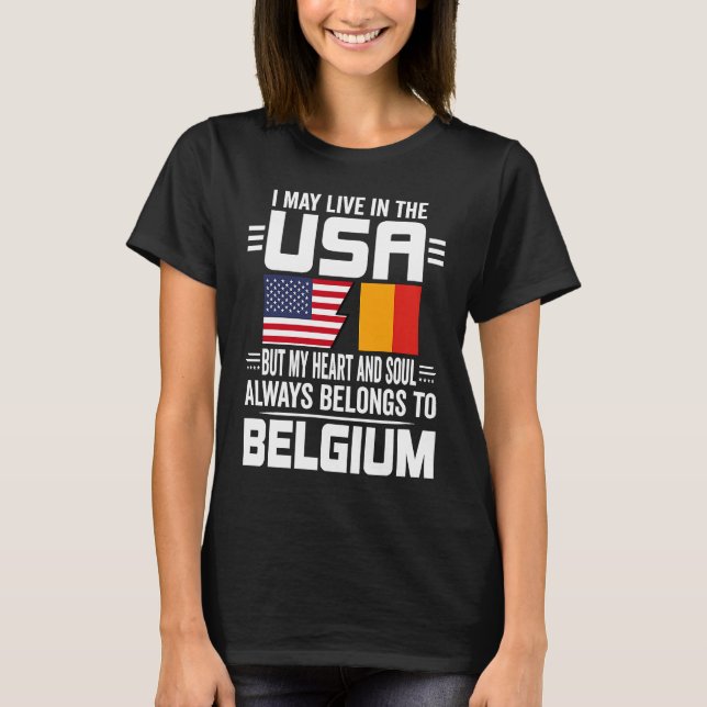 Ich mag in den USA leben, aber mein Herz gehört im T-Shirt (Vorderseite)