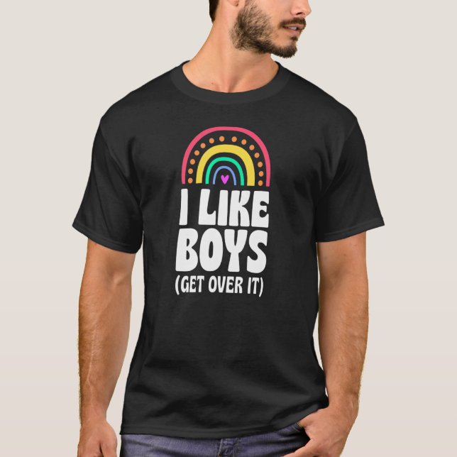 Ich mag Jungs, die über ihn kommen Gay Pride komme T-Shirt (Vorderseite)