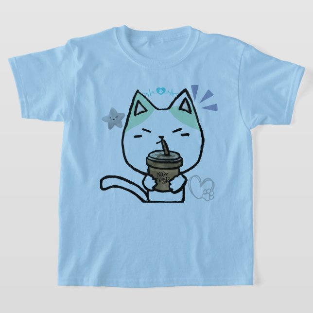 Ich mag Kaffee echt Niedliche Katze T-Shirt (Ablage )