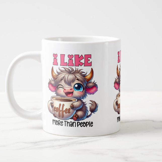 Ich mag Kaffee lieber als Menschen  Jumbo-Tasse (Links)