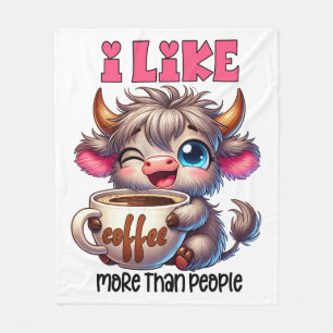Ich mag Kaffee mehr als Menschen Fleecedecke