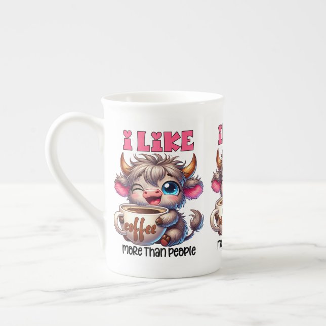Ich mag Kaffee mehr als Menschen  Prozellantasse (Links)