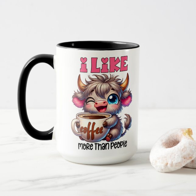 Ich mag Kaffee mehr als Menschen  Tasse (Mit Donut)