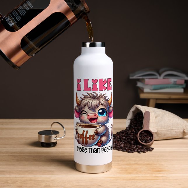 Ich mag Kaffee mehr als Menschen  Trinkflasche (Kaffee (gedreht))