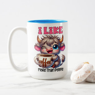 Ich mag Kaffee mehr als Menschen Zweifarbige Tasse