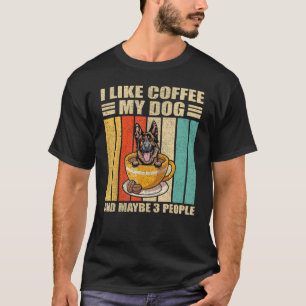 Ich mag Kaffee, meinen deutschen Schäferhund und v T-Shirt