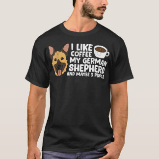 Ich mag Kaffee meinen deutschen Schäferhund und vi T-Shirt