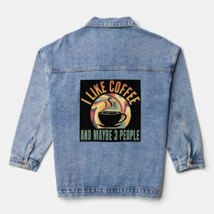 ich mag Kaffee und vielleicht 3 Leute Retro-Stil Jeansjacke