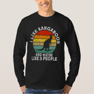 Ich mag Kängurus und vielleicht 3 Leute Retro Vin T-Shirt