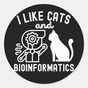 Ich mag Katzen und Bioinformatik Runder Aufkleber