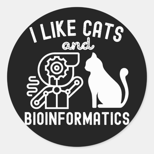 Ich mag Katzen und Bioinformatik Runder Aufkleber (Vorderseite)