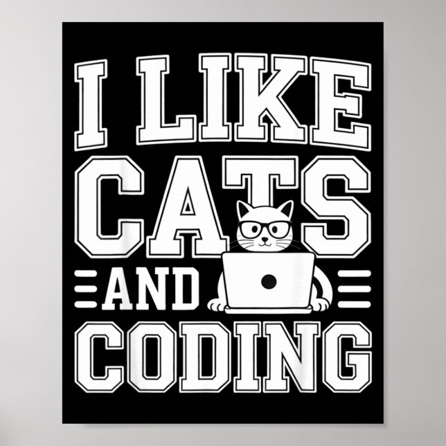 Ich mag Katzen und codierender Programmierer auf T Poster (Vorne)