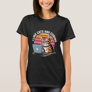 Ich mag Katzen und Coding Programmierer Leidenscha T-Shirt