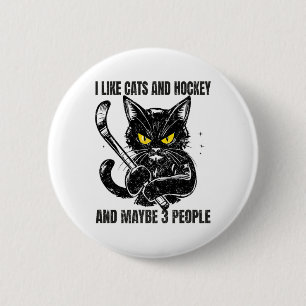 Ich mag Katzen und Hockey und vielleicht 3 Leute _ Button