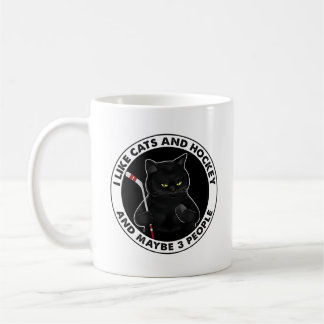 Ich mag Katzen und Hockey und vielleicht 3 Leute Kaffeetasse
