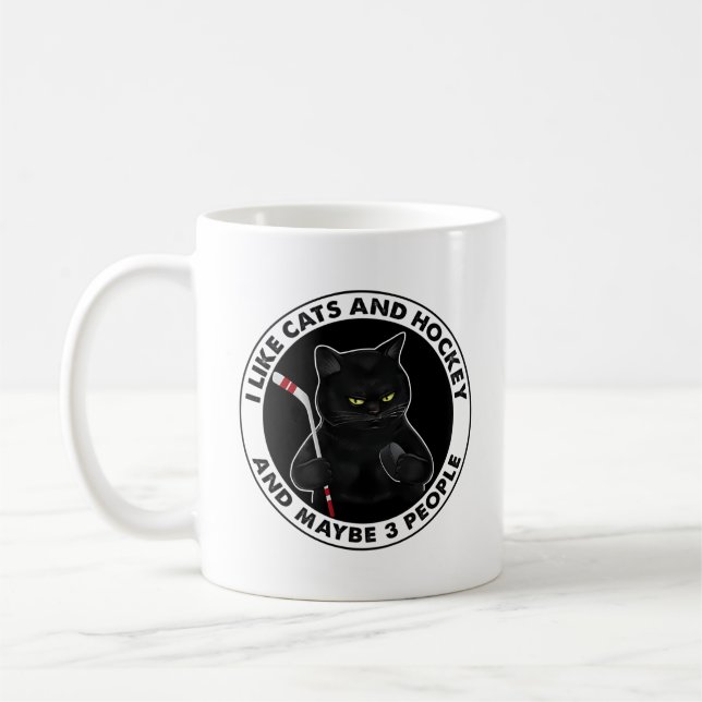 Ich mag Katzen und Hockey und vielleicht 3 Leute Kaffeetasse (Links)