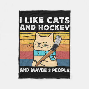 Ich mag Katzen und Hockey und vielleicht 3 Leute R Fleecedecke