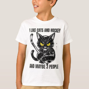 Ich mag Katzen und Hockey und vielleicht 3 Leute _ T-Shirt