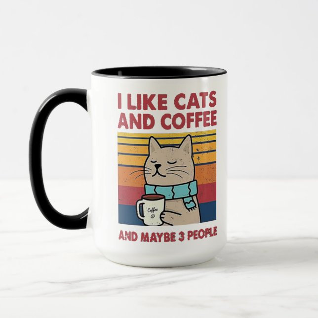 Ich mag Katzen und Kaffee Tasse (Links)