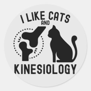 Ich mag Katzen und Kinesiologie Runder Aufkleber
