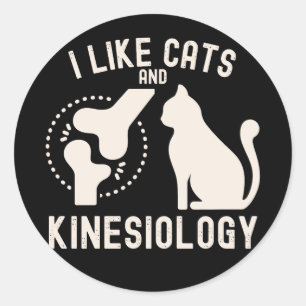 Ich mag Katzen und Kinesiologie Runder Aufkleber