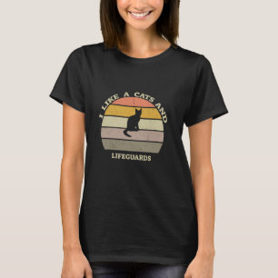 Ich mag Katzen und Rettungsschwimmer Sonnenunterga T-Shirt