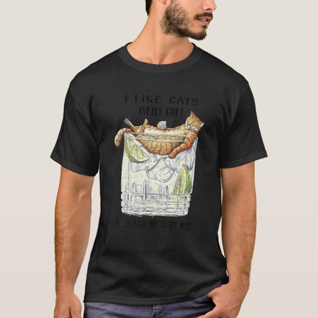 Ich mag Katzen und trinken Wein Barkeeper trinken. T-Shirt (Vorderseite)