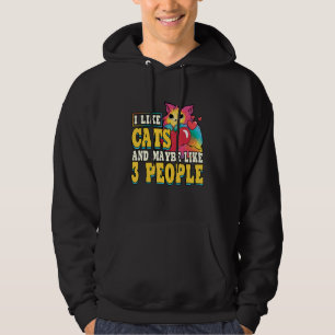 Ich mag Katzen und vielleicht 3 Leute Wasserfarben Hoodie
