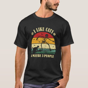 Ich mag Katzen & vielleicht 3 Leute, Vintage-Skele T-Shirt