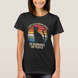 Ich mag keine Morgenmenschen Lustige Vintage-Katze T-Shirt