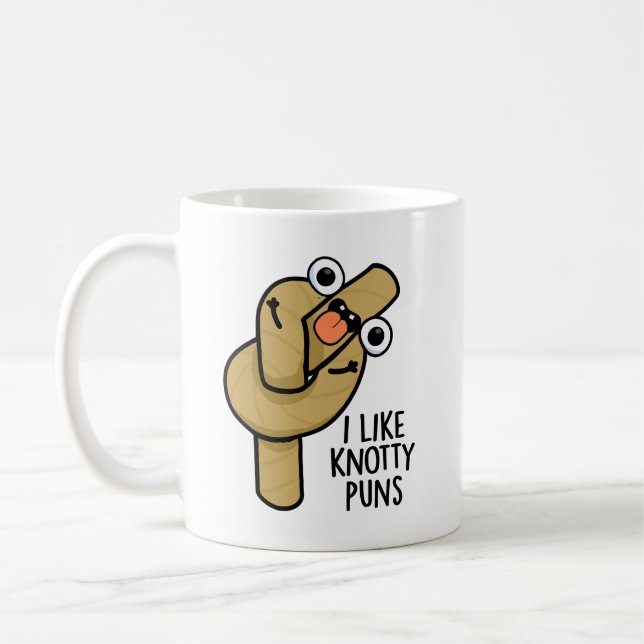 Ich mag Knotty Puns Funny Rope Puff Kaffeetasse (Links)