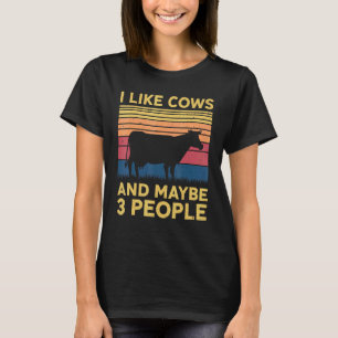 Ich mag Kuh und vielleicht 3 Leute Vintage-Kühe Fa T-Shirt