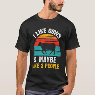 Ich mag Kühe und vielleicht 3 Leute Retro vintage  T-Shirt