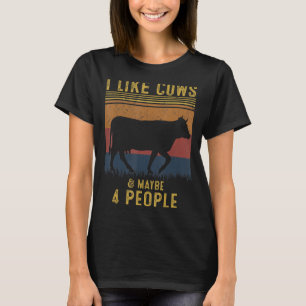 Ich mag Kühe und vielleicht 4 Leute Kuh Bauer Ret. T-Shirt